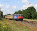 421 377-3 bespannte am 22.07.2014 einen ARS-Autotransportzug in Richtung Süden. Aufgenommen bei Wahnebergen.