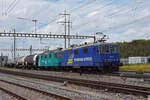Doppeltraktion, mit den WRS Loks 430 112-3 und 430 114-9 durchfährt den Bahnhof Pratteln. Die Aufnahme stammt vom 01.07.2021.