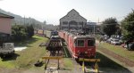 Am 14.10.10 stehen in Bellinzona vor dem SBB-Industrie-Werk einige verunfallte Lokomotiven abgstellt: Re 436 113  Marianne  der CrossRail (verunfallte letzten Winter bei Kollision im Simplontunnel: ),