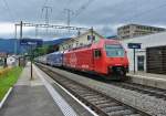 Eidg. Turnfest Biel/Bienne: DPZ Re 450 060-9 und Re 450 081-5 als Extrazug Biel/Bienne - Zrich Altstetten - Bonstetten - Zug bei Durchfahrt in Solothurn West, 23.06.2013.