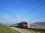 Die modernisierte SBB Re 450 047  Seegräben  verkehrte am 29.1.17 als S9 nach Rafz.