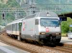 SBB - 460 107-6 mit Werbung unterwegs nach Brig bei der durchfahrt im Bahnhof von Martigny am 01.09.2008