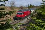 Tannenblick - Von Zürich kommend schiebt bei Lengwil Re 460 094-6 am 03.03.2019 die Wagen des IR 2121 nach Konstanz.