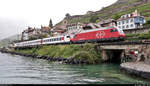 Re 460 004-5  Uetliberg  mit Schublok Re 460 096-1  Furttal  unterwegs am Plage de la Lisette in Saint-Saphorin (CH).

🧰 SBB
🚝 IR 1815 (IR 90) Genève-Aéroport (CH)–Brig (CH)
🚩 Bahnstrecke Vallorbe–Domodossola (Simplonstrecke | 100/200)
🕓 4.8.2020 | 11:02 Uhr