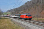 Re 460 101-9 fährt Richtung Bahnhof Tecknau. Die Aufnahme stammt vom 12.03.2022.