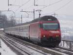 Re 460 102-7  SBB Historic  am 19.2.05 auf dem Streckenabschnitt Immensee - Arth-Goldau