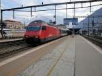 Die Re 460 078-9  Monte Generoso  nimmt am 12.03.2010 mit einem IR nach Locarno Fahrt auf.