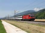 Die Re 460 117 mit einem IC am 28.06.2011 unterwegs Oensingen.