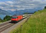 Kaum ist sie entklebt fährt sie mir vor die Linse: Re 460 036 (ex My Switzerland) mit einem IC nach Romanshorn am 20.06.2014 bei Einigen.