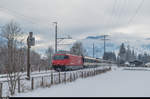 Rückfahrt Jugendskilager am 8. Januar 2017. Re 460 114  Circus Knie  verlässt Zweisimmen mit einem EW-IV-Pendel als Extrazug nach Bern.