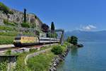 Re 460 029 mit einem IR am 22.06.2016 bei Rivaz.