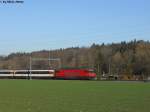 Schon seit lngerer Zeit fhrt die Re 460 102-7 ''SBB Historic'' in den IR 21xx Umlufen Biel - Konstanz - Biel. Am 16.1.2011 war dies ebenfalls der Fall, wo sie als IR 2123 nach Konstanz beim SPurwechsel Tssmhle unterwegs war.