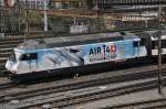 Re 460 014-4 mit der Vollwerbung für Air 14 in Payern fährt aus dem Bahnhof SBB in Basel. Die Aufnahme stammt vom 08.02.2014.