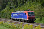 Re 482 022-1 fährt solo Richtung Bahnhof Tecknau. Die Aufnahme stammt vom 25.08.2021