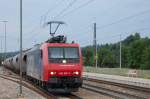 482 007-2 mit einem schweren ler kurz vor Einfahrt in den Albabstieg der Geislinger Steige am 28.07.2008 .