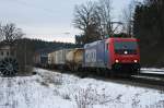 482 047 mit KLV Zug am 28.02.2009 in Aling.