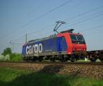 Nachschuss auf die 482 023-9 von der SBB Cargo mit einem Containerzug in Fahrtrichtung Bremen.