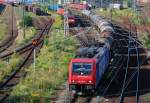 482 035 der SBB Cargo zieht am 22.08.10 einen Kesselwagenzug durch den Rbf Halle(S) Richtung Bitterfeld/Magdeburg.