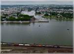 - Am Rhein - Von der Festung Ehrenbreitstein kann man die Mündung der Mosel in den Rhein in Koblenz beobachten, sowie die Güterzüge auf der rechten Rheinstrecke und natürlich auch die Rheinseilbahn. 24.06.2011. (Jeanny)  