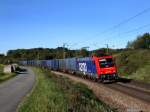 Die Re 482 039 am 15.10.2011 mit einem Containerzug unterwegs bei Plling.