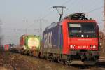 SBB Cargo 482 002 am 29.1.11 mit einem Containerzug bei der Durchfahrt durch Ratingen-Lintorf.