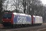 Die SBB Cargo 482 003 fuhr am 11.2.12 gemeinsam mit der 482 026 als Lz durch Ratingen-Lintorf.