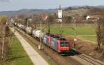 Re 482 014-8 und 004-9 mit einem Kesselwagenzug bei Denzlingen 17.3.12