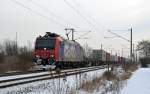 482 034 zog am 13.12.12 im Auftrag von TX Logistik einen Containerzug durch Greppin Richtung Dessau.