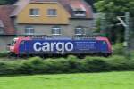 Mitzieher, SBB Cargo 482 010-6 mit Jobangebot Werbung, auf der KBS 485 bei Übach-Palenberg. Am 26.6.2013 aus Aachen kommend.