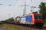 SBB Cargo 482 034 zog am 15.7.13 die SaarRail 261 306 und den HSL Drathrollenzug von Bremen Inlandshafen nach Neunkirchen Hbf durch Ratingen-Lintorf.