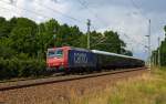 Mit dem Classic-Courier aus Polen fuhr 482 004 am 12.07.14 durch Burgkemnitz Richtung Bitterfeld.