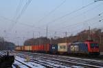 SBB Cargo/TXL 482 048 am 30.1.14 mit einem Containerzug in Verden (Aller).