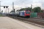 482 030-4 SBB Cargo für HSL Logistik GmbH mit einem Kesselzug  Benzin oder Ottokraftstoffe , bei der Durchfahrt in Rathenow und fuhr weiter in Richtung Wustermark.