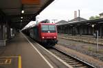 Durchfahrt am 13.09.2014 von der Re 482 023-9 von SBB Cargo mit einem Kesselwagenzug in Offenburg gen Norden.