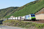 BLS Cargo 012 (Re 485 012)  BLS Cargo - Die Alpinisten  mit KLV-Zug auf der linken Rheinstrecke in Richtung Koblenz (Boppard, 18.09.2020).