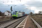 Re 485 019-4 BLS (vermietet an ERS Railways) am 10.03.2013 mit einem KLV nach Rheinhausen in Orschweier.