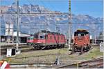 430 352-5, 620 006-7 und Em 3/3 18838 in Buchs SG. (23.03.2017)