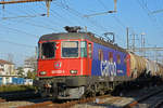 Re 620 022-4 durchfährt den Bahnhof Pratteln. Die Aufnahme stammt vom 06.11.2020.