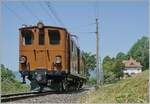 Festival Suisse de la vapeur / Schweizer Dampffestival 2023 der Blonay-Chamby Bahn: Die Bernina Bahn Rhb Ge 4/4 81 der Blonay Chamby Bahn ist von Blonay gekommen und wartet nun beim Einfahrsignal von Chaulin auf die Weiterfahrt. Bild aus der Froschperspektive bei einen Standort am Rand der Wiese (siehe auch Geopositon). 

29. Mai 2023 