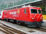 MGB - Zahnrad E-Lok HGe 4/4 106 mit dem Glacier Express im Bahnhof von Brig am 01.09.2008