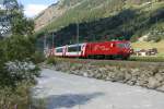 HGe 4/4 II 108 hat mit dem Glacier Express 905 ihr Ziel beinahe erreicht.