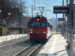 zb - Zahnradlok HGe 4/4  101 968-6 mit Schnellzug bei der einfahrt in den Bahnhof Sarnen am 15.01.2010