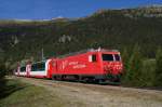 HGe 4/4 II 108 befindet sich am 15.9.11 mit dem Glacier-Express 904 bei Oberwald.