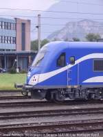 Frontansicht des Steuerwagens der Israel Railways, der zu Testzwecken in der Schweiz weilt.
Sargans 14.07.08