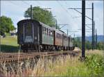 Ein echter Zugschluss macht heute so einiges her... Zugschluss des Sonderzuges mit B 3/4 1367 in Holderbank. Mai 2015.