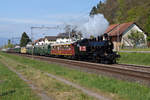 Extrazüge vom 22. April 2017.
Whiskytrain 2017 mit DBB Eb 3/5 5810 und VPM BDe 4/4 201 bei Busswil bei Büren.
Foto: Walter Ruetsch 
