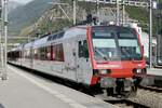 Der RBDe 560 402 als Extrazug ans OpenAir Gampel am 17.8.23 bei der Ausfahrt in Visp.