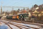 Be 4/4 15 des DVZO am 29.1.2017 in Winterthur Grüze mit dem Ski-Extrazug nach Bäretswil.