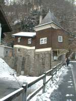 Wartensteinbahn,Standseilbahn Bad Ragaz-Wartenstein (1892 bis 1965)Das Foto zeigt die ehem.Talstation von der Strassenseite aus.Der Antrieb erfolgte mit Wasserkraft.Lnge der Strecke 790m (Archiv