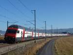 IR Pendel (Zrich - Luzern) am 8.1.04 auf dem Streckenabschnitt Zug - Cham